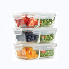 Glass meal prep containers borosilicate glass lunch box with 2 compartment and airtight seal lid